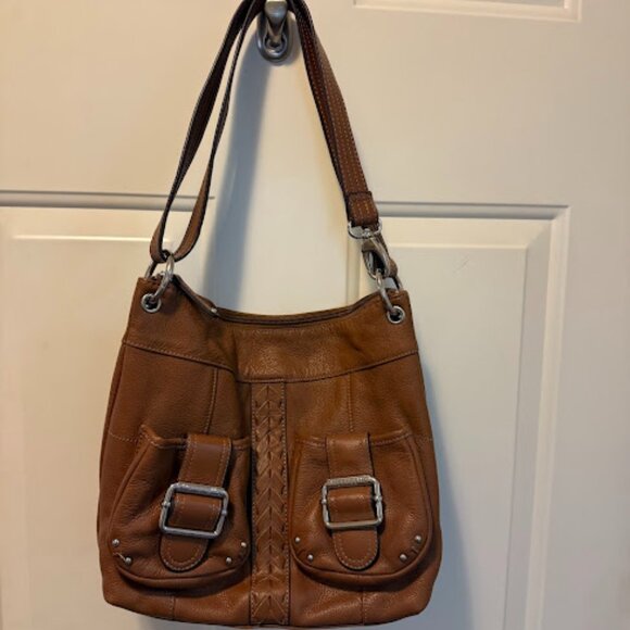 Tiganaello Pebble Leather bag with adjustable strap shoulder or crossbody Cognac - Picture 4 of 16